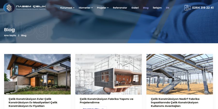Nasem Çelik Web Sitesi Yayında | Çelik Konstrüksiyon Merkezi
